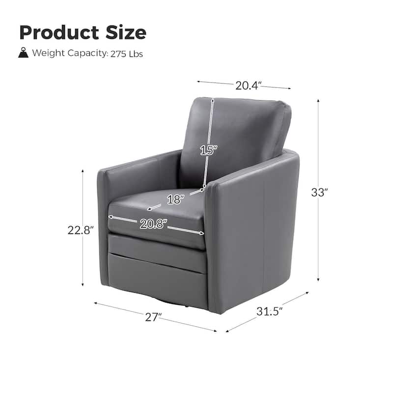 Terrance Transitional Swivel Faux Leather Barrel Accent Chair with Metal Base