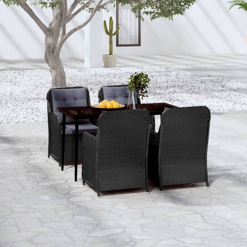 vidaXL 3/5/7 Piece Patio Dining Set - Black 55.1" x 27.6" x 29.1" 5-Piece