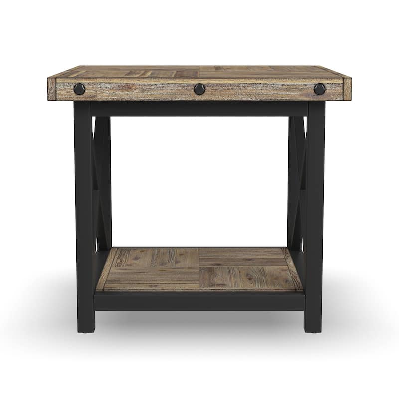 Homestyles Carpenter Brown Wood Lamp Table - 25" x 23" x 25"