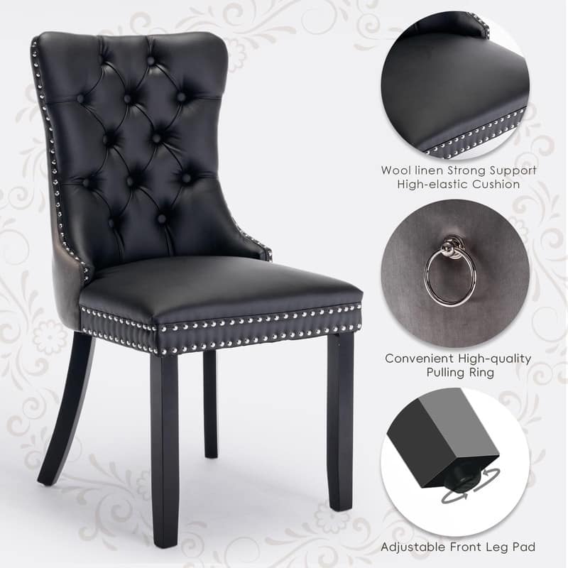 Tufted Naliheads Solid Wood Upholstered Dining Chairs (Set of 4)