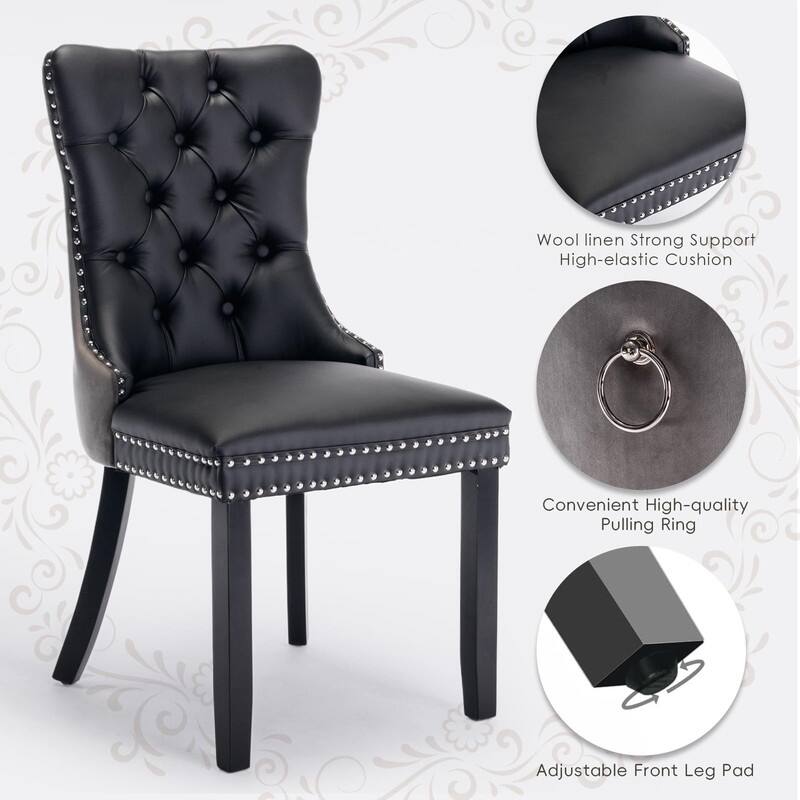 Tufted Naliheads Solid Wood Upholstered Dining Chairs (Set of 8)