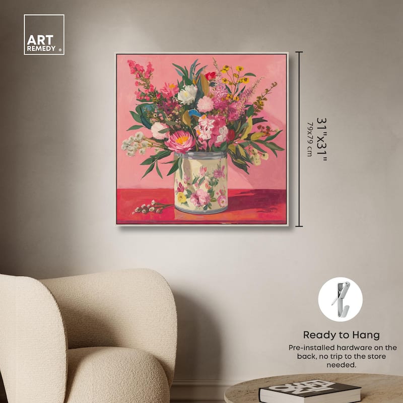 Pink Floral Tin Canvas by Art Remedy