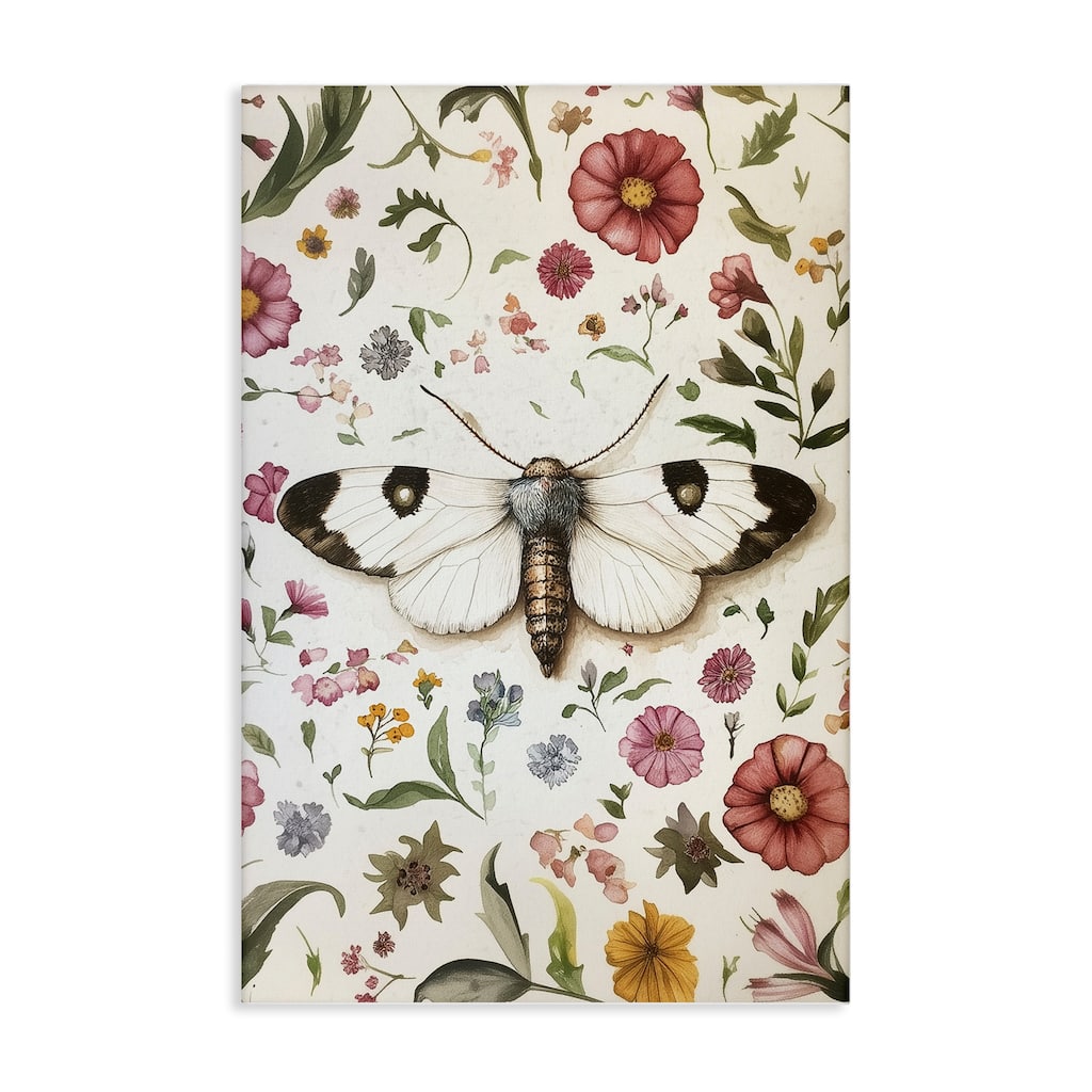 Stupell White Moth & Botanicals Canvas Wall Art Design By The Dutch Lady
