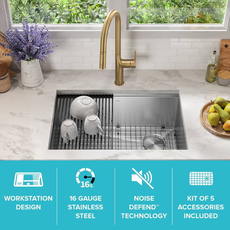 KRAUS Kore Workstation Undermount Stainless Steel Kitchen Sink