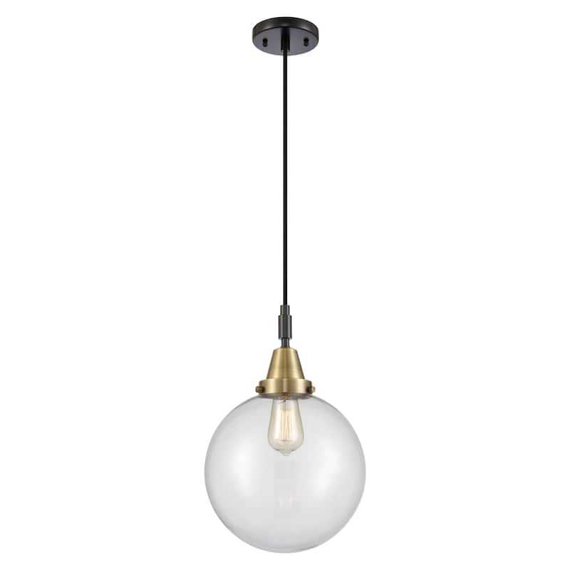 Innovations Lighting Downtown Urban - Caden Beacon - 1 Light 10" Cord Hung Mini Pendant - Clear Shade/Black Antique Brass