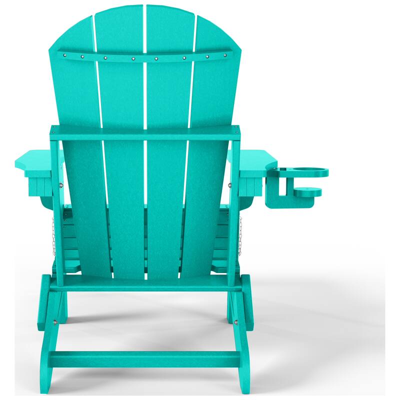 Laguna Outdoor Folding Adjustable Adirondack Chair with Cup Holder & Hideaway Ottoman (Set of 2)