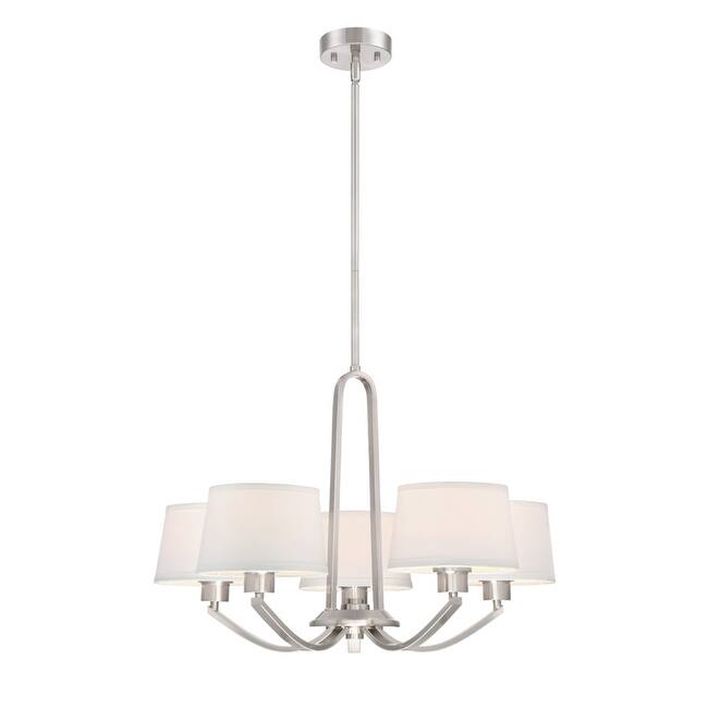 Designers Fountain Studio 26" Wide 5 Light Chandelier with Off White - Satin Platinum