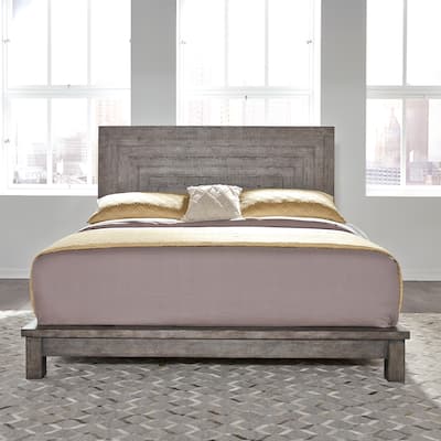 Modern Farmhouse Dusty Charcoal Distressed Queen Platform Bed