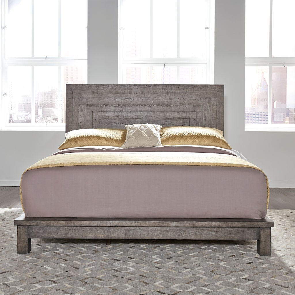 Modern Farmhouse Dusty Charcoal Distressed Queen Platform Bed