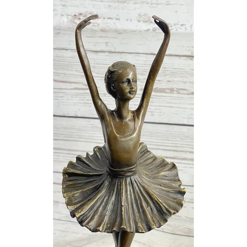 Fifth Position Releve Ballerina Ballet Dancer Bronze Sculpture Statue Figure On Marble Base