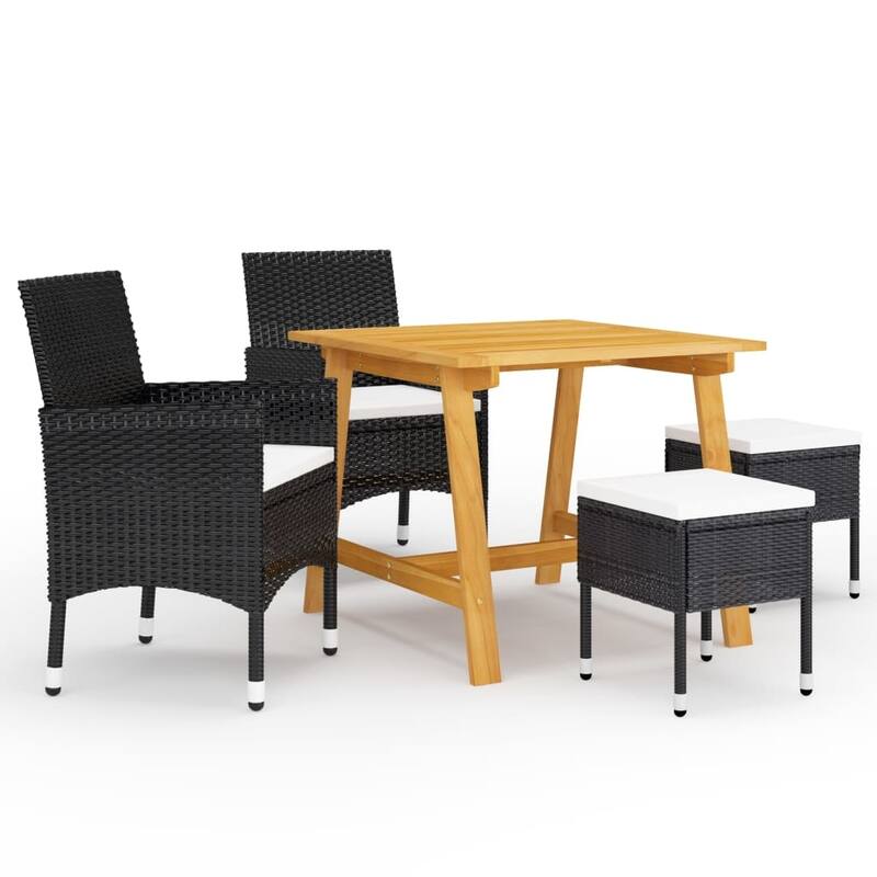 vidaXL Patio Dining Set Cushioned Outdoor Seating Table and Chairs 5 Piece - 34.6 x 34.6 x 29.1 in - Black