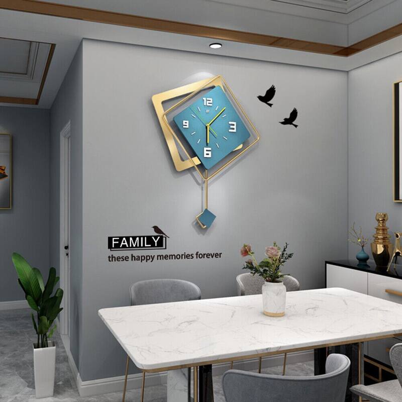 Metal Novelty Clock Green Living Room Decor Silent Wall Clock - 16*21in