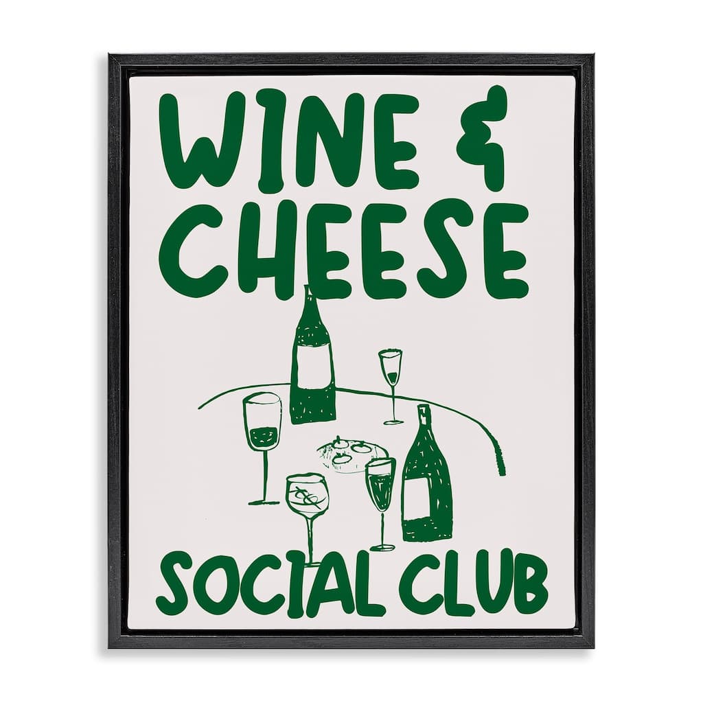 Stupell Wine & Cheese Social Club Framed Floater Canvas Wall Art Design By House of Lulu