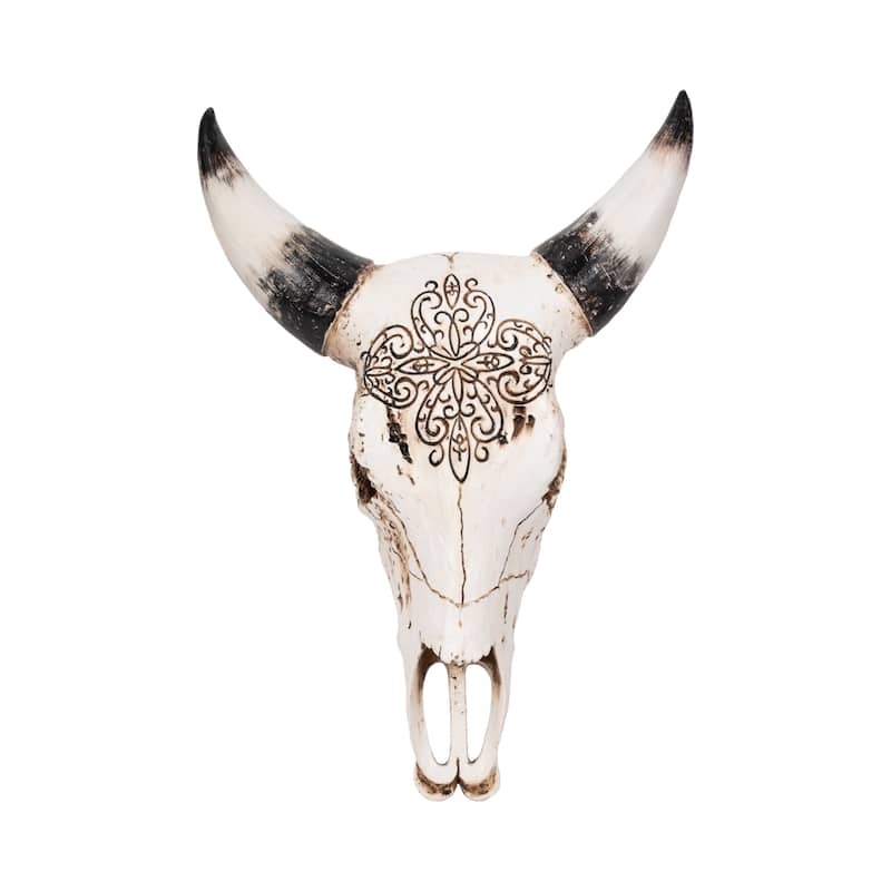 Sagebrook Home Bull Skull With Succulents, Multi, Novelty