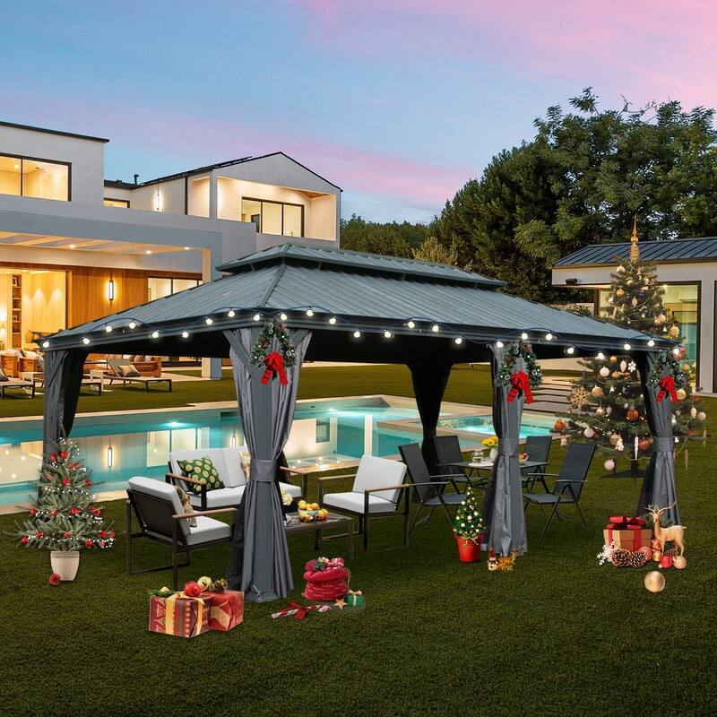 Domi Hardtop Gazebo with Galvanized Steel Double Roof and Aluminum Frame