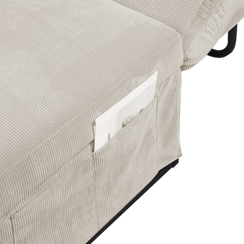 Modern 36.61" 4 in 1 Convertible Corduroy Lounge Chair with Reclining Backrest and Pocket