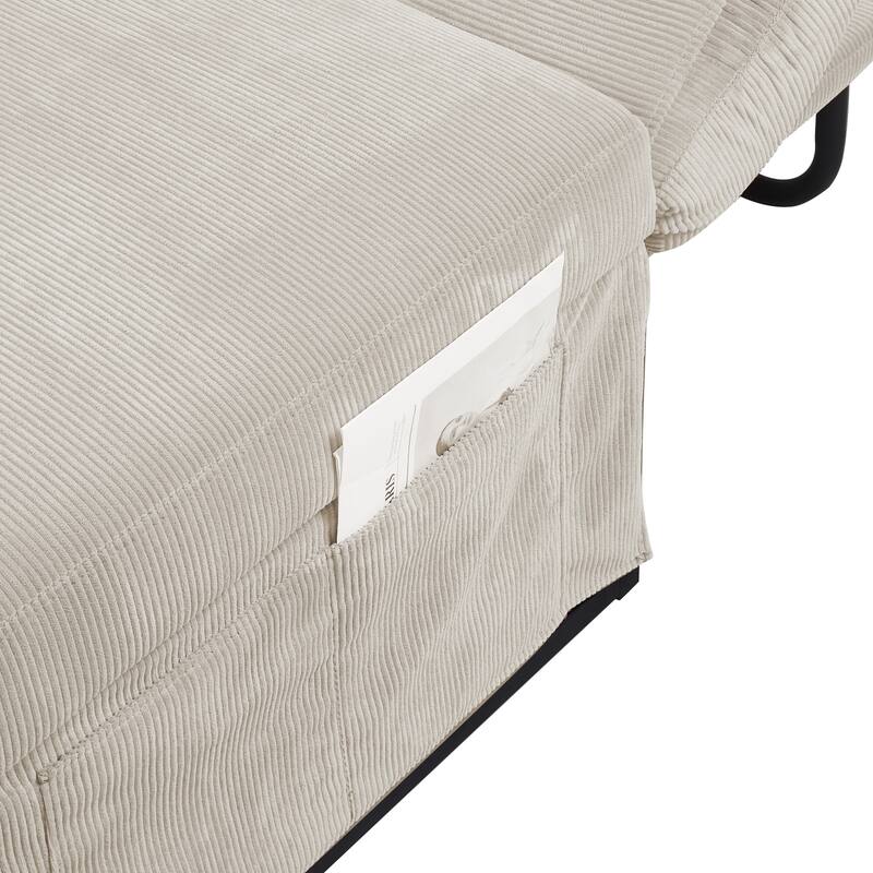 Versatile 4-in-1 Corduroy Couch Chair, Converts to Sleeper Sofa, Chaise & Ottoman