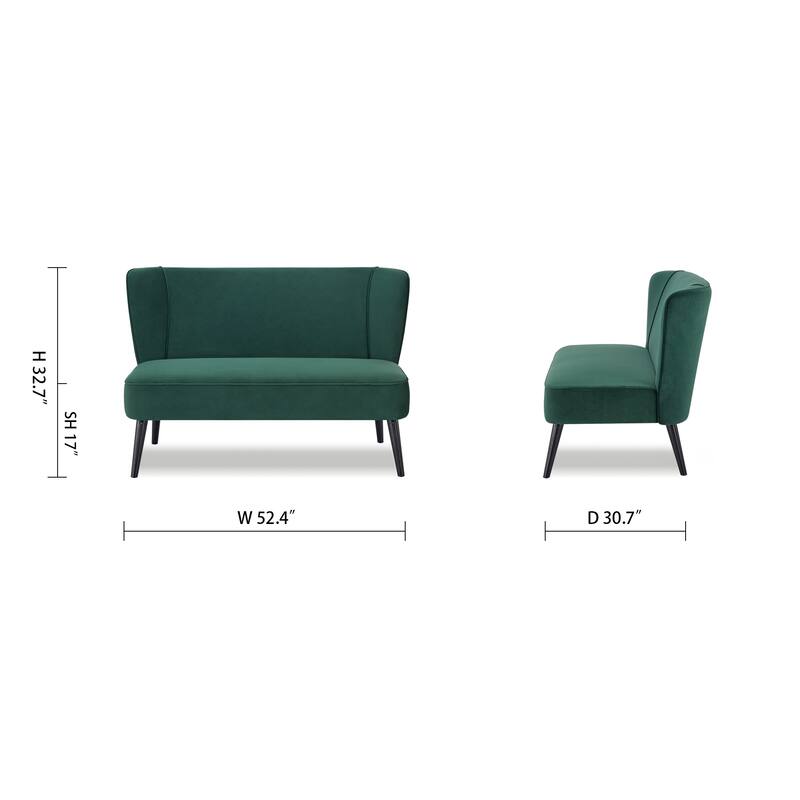 Artdeco Home - Porch & Den Brooklawn Wingback Mid-century Loveseat