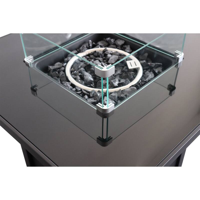 30" Outdoor Rectangle Fire Pit Table in Black