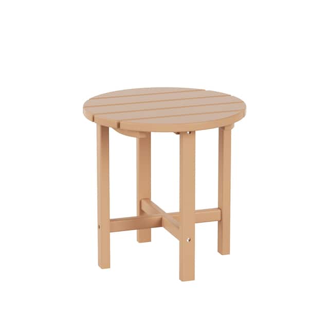 Laguna 18-inch Poly Eco-Friendly All Weather Round Side Table - Teak
