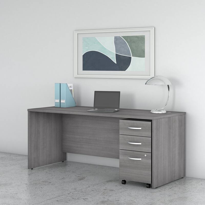 Studio C Contemporary Office Desk by Bush Business Furniture - Platinum Gray