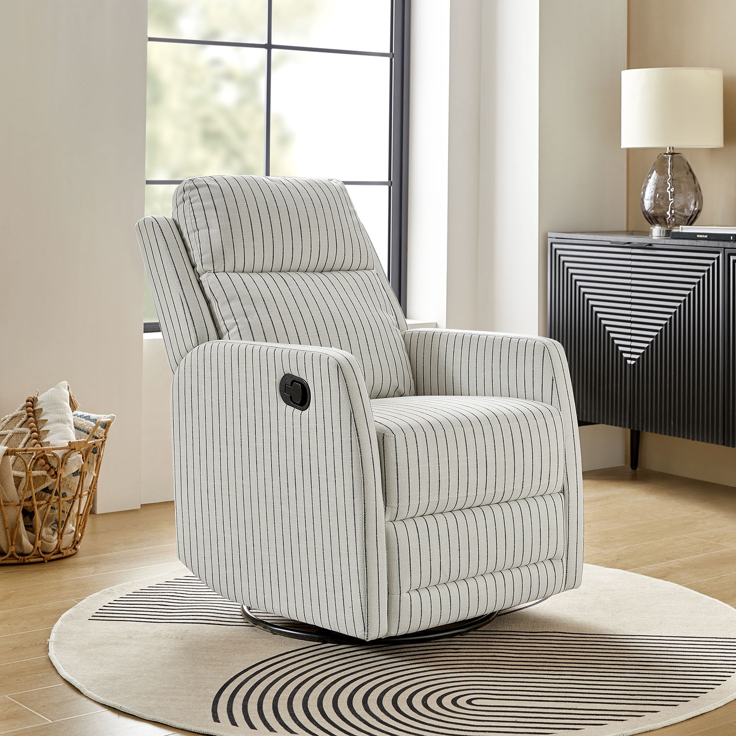 HULALA HOME Diana Modern Polyester 360-degree Swivel Rocker Recliner