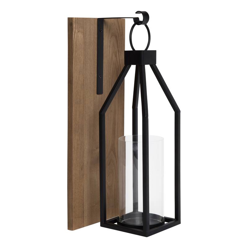 Kate and Laurel Oakly Wood and Metal Wall Sconce Candle Holder - 7x19 - Rustic Brown