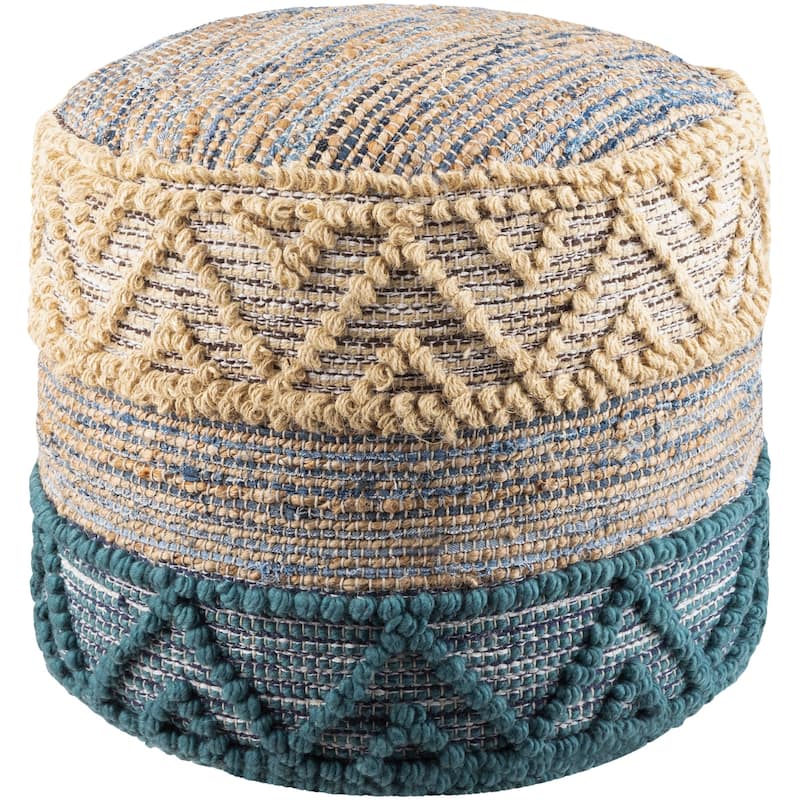 Jacotte Bohemian Jute 18-inch Cylinder Pouf