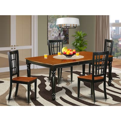 Kitchen Table Set 5 Piece Dining Set with Chairs - Modern Black Cherry Finish Table & Chairs