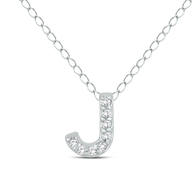 Marquee J Initial Diamond Pendant in 10K White Gold