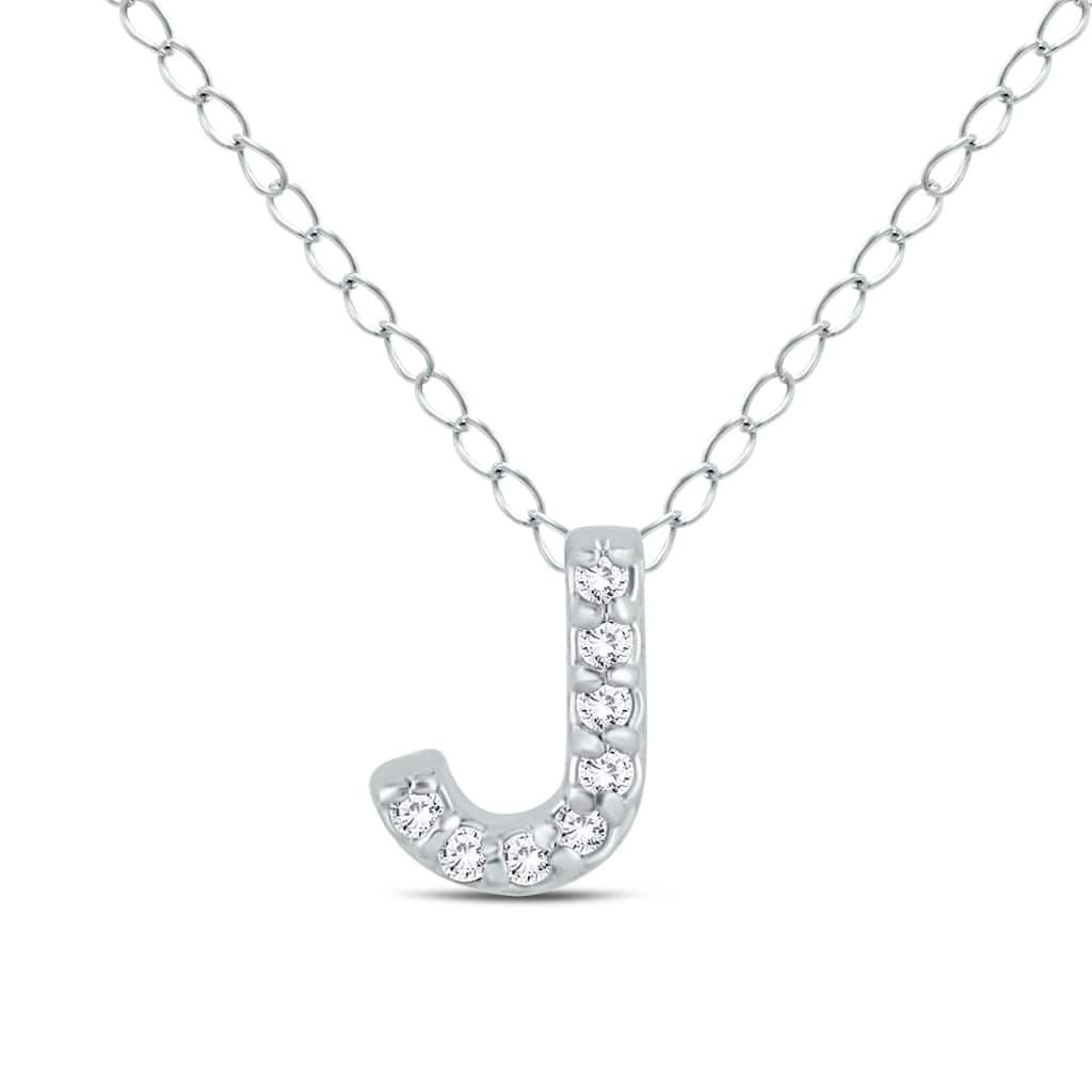 Marquee J Initial Diamond Pendant in 10K White Gold