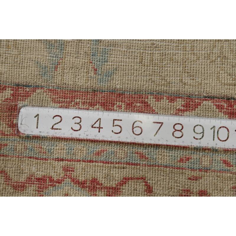 Hand Knotted Oriental 100% Wool Carpet Traditional Floral Beige & Ivories Art Deco Runner Rug - 11' 10'' X 2' 11''