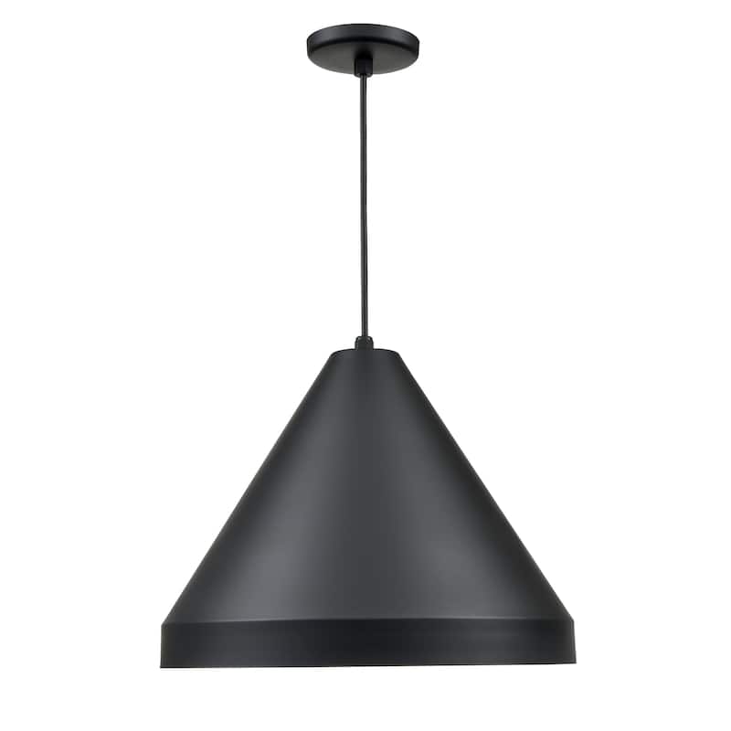 R Series 1-Light Cord Hung Cone Satin Black - Satin Black - 17