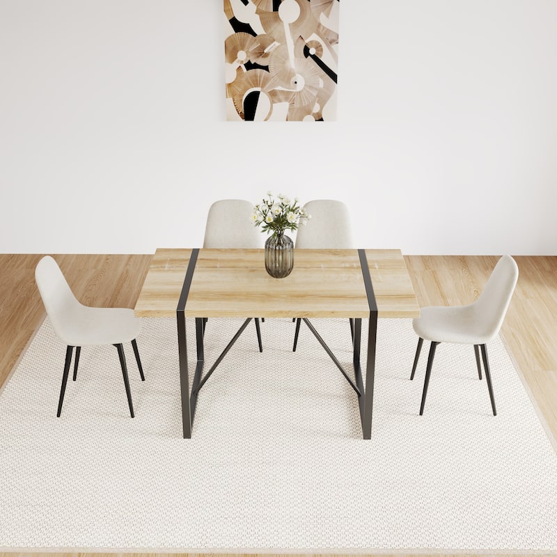 Set of 4 Modern Upholstered Dining Accent Chairs with Metal Legs