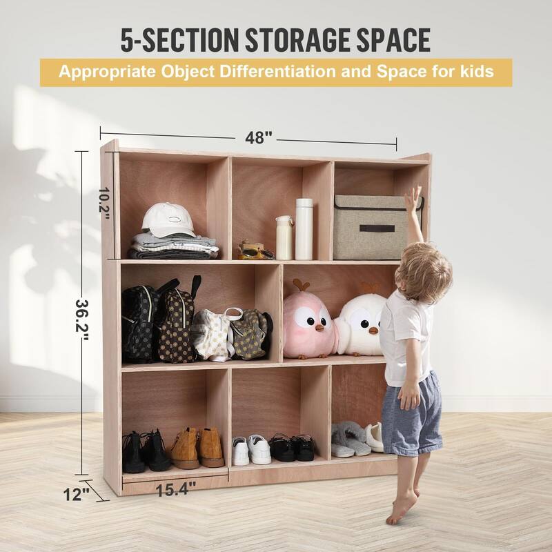 8-Section Classroom Storage Locker, 8 Cubbies for Classrooms, Daycare Cubby with 4 casters