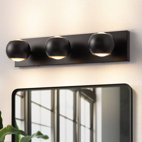 Dimmable LED Vanity Light Black and Gold Bathroom Light Fixtures Farmhouse