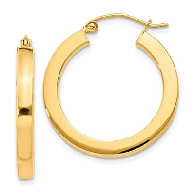 Curata 10kYellow Gold 26x3mm Polished Square Hoop Earrings