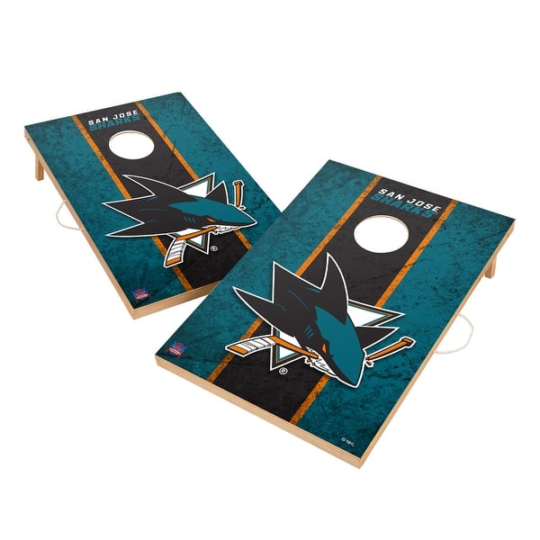 slide 2 of 5, Vintage San Jose Sharks NHL Regulation 2x4 Cornhole Set Include Carry Case