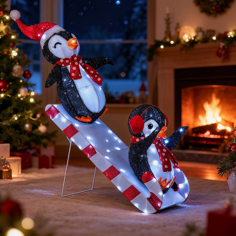 Costway Lighted Christmas Decoration Penguin with 170 LED Lights for - as pic shows - See Details