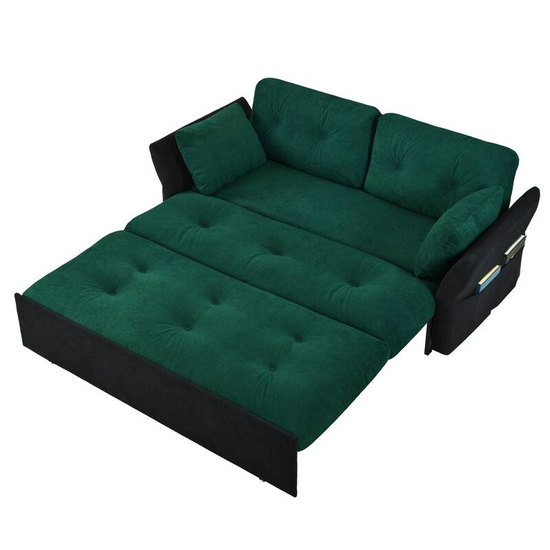74.01" Chenille 3-in-1 Convertible Sleeper Sofa Bed with Storage