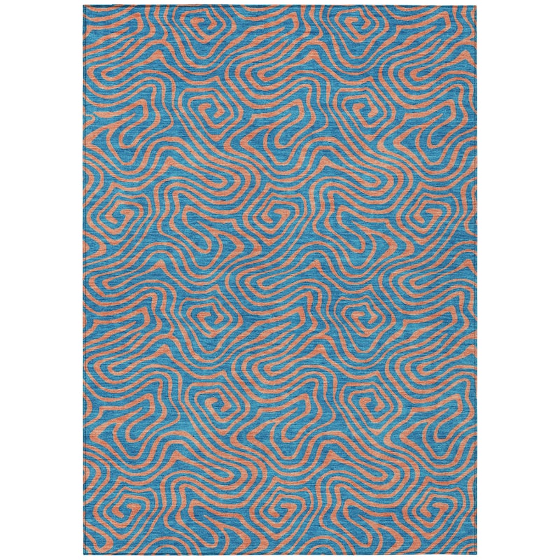 Machine Washable Indoor/ Outdoor Modern Trance Chantille Rug