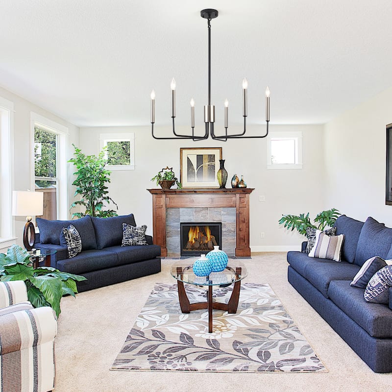 Modern 6-Light Simple Candle Chandelier for Kitchen Island, Living Room, Bedroom, Foyer