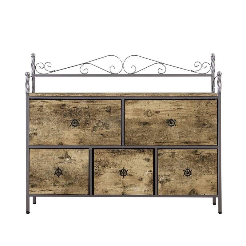 Wide Dresser Storage Tower with 5 Drawers Organizer Unit for Bedroom Hallway, Entryway
