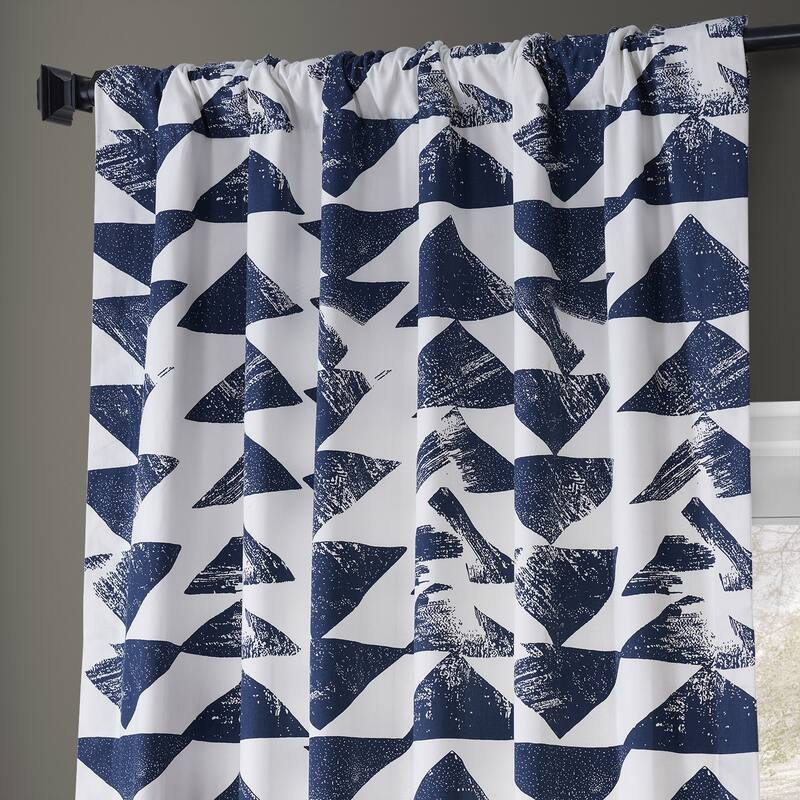 Exclusive Fabrics Triad Geometric Room Darkening Curtains Printed Cotton Twill Curtain (1 Panel)