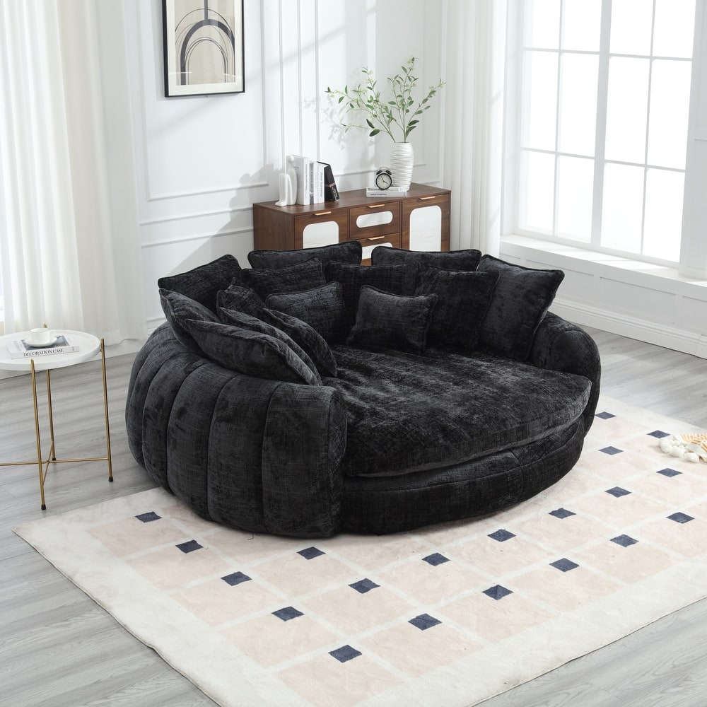 Comfortable Oversized Double Loaf High Back Round Sofa Bed with Armrests.