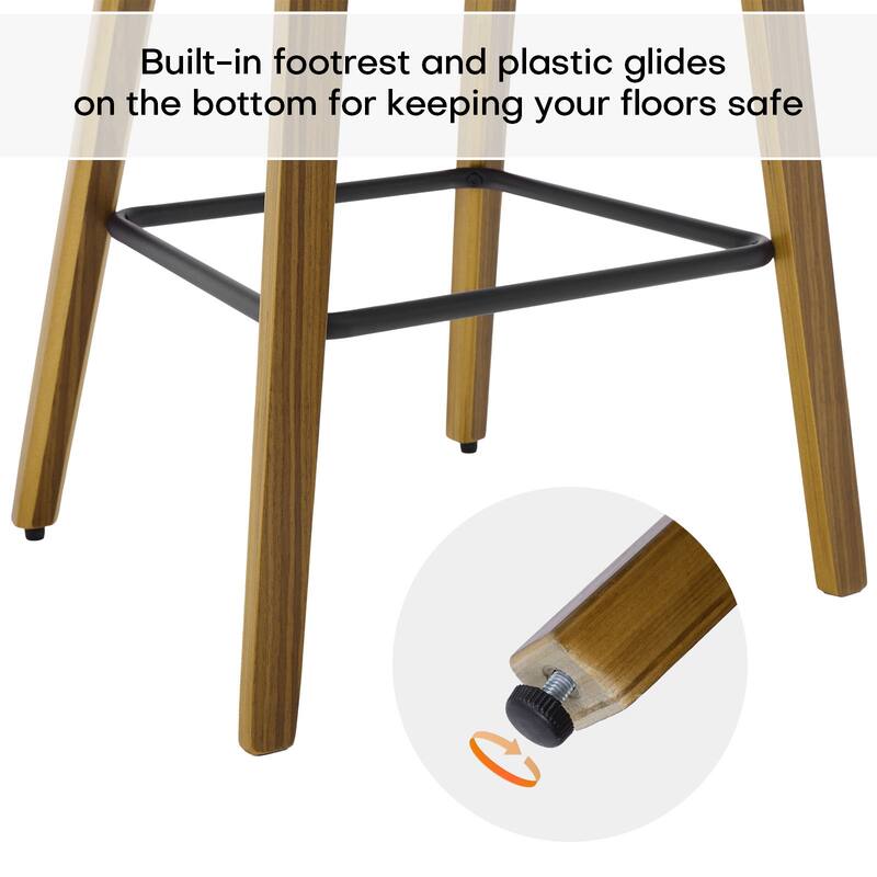26" Wood Counter Height Bar Stools Set of 2 - 37.6"H x 19.5"W x 18.7"D