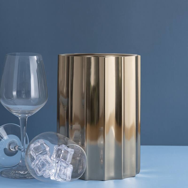 Gold Steel Ice Bucket Large Double Wall