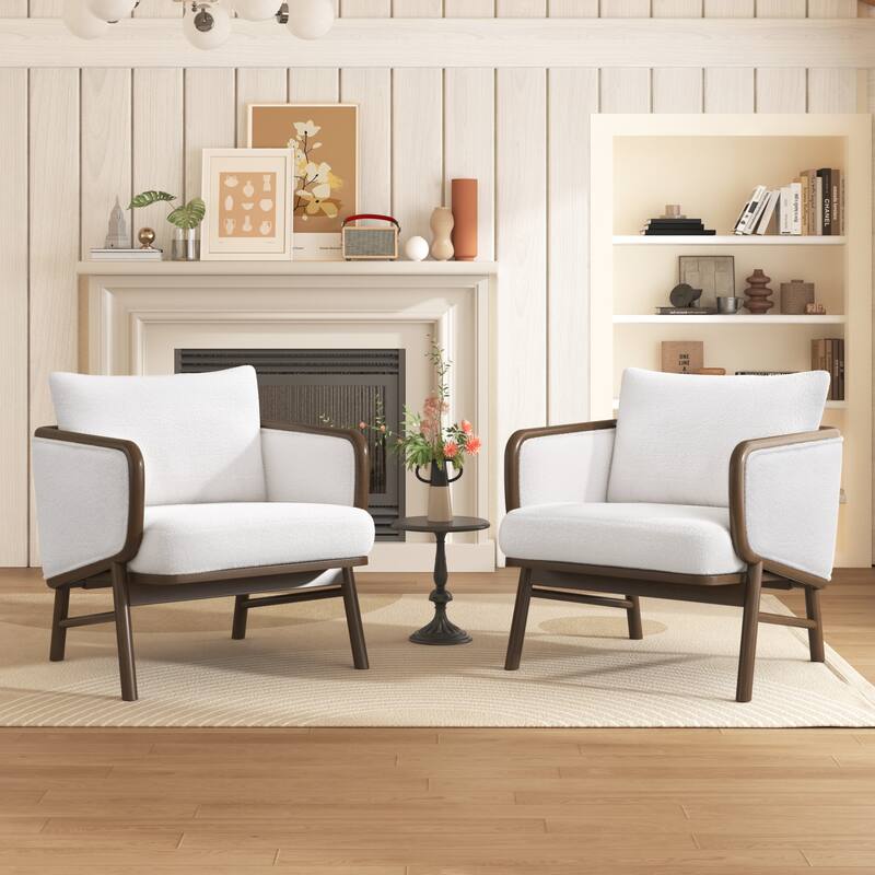 26.3'' Modern Minimalist Leisure Armchair with L-Shaped Armrests, Polyester Fabric for Living Room - 27" D x 29" W x 29.9" H