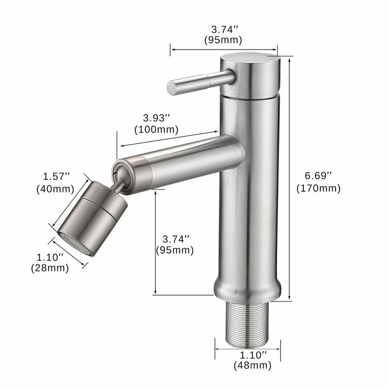 Topcraft Single Handle Bathroom Sink Faucet with 360° Swivel Faucet