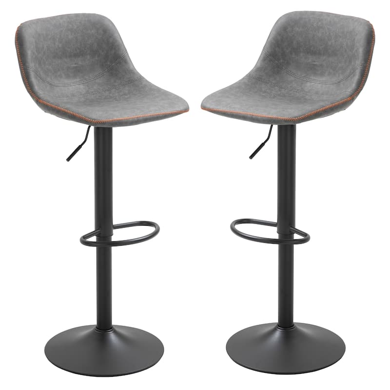 HOMCOM Swivel Bar Stools Set of 2 Bar Height Chairs Adjustable Height Barstool PU Leather Padded with Back - 17.25*17*41.75